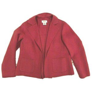 Talbots Petites Wool Open Front Blazer Jacket Back Pleat 2P Pink